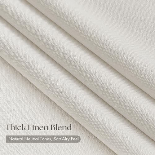 Natural Linen Pinch Pleated Semi Sheer Curtains, 90-Inch Length, 4-Panel Set
