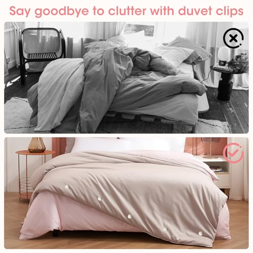 Duvet Cover Clips - 16 Set Comforter Fasteners with Soft Fabric