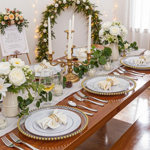 WDF Silver Plastic Silverware Set 300 Pieces - Heavy Duty Disposable Cutlery for Party & Wedding - Modern Silver