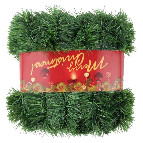 Aufee 50FT Green Christmas Garland Decorations - Outdoor Indoor Faux Pine Railing Wreath, DIY Friendly, Waterproof Holiday Decor - Variation 1