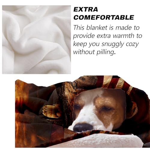 Turamurra American Eagle and Flag Throw Blanket 60x80 in - Bald Eagle Theme Flannel