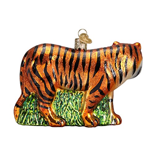 Handcrafted Glass Tiger Christmas Ornament, Mouth-Blown Holiday Decor