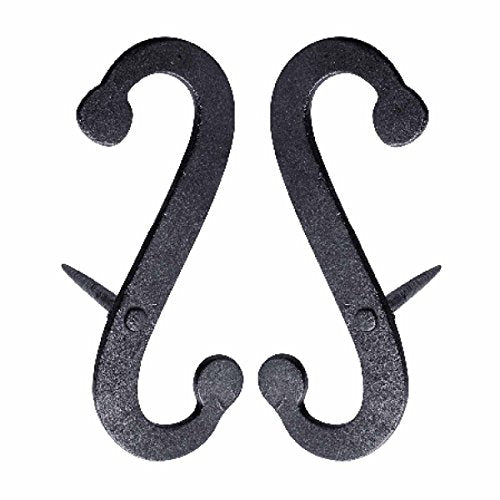 6.25-inch S-Shaped Wrought Iron Shutter Dogs - Black Decorative Pair