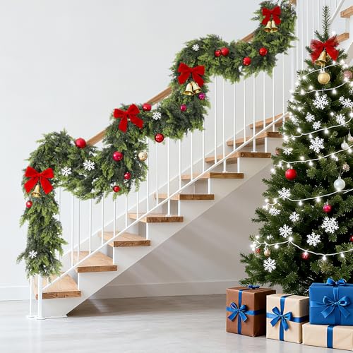 Real Touch 6 FT Cedar Garland - Thick Faux Christmas Greenery for Mantel