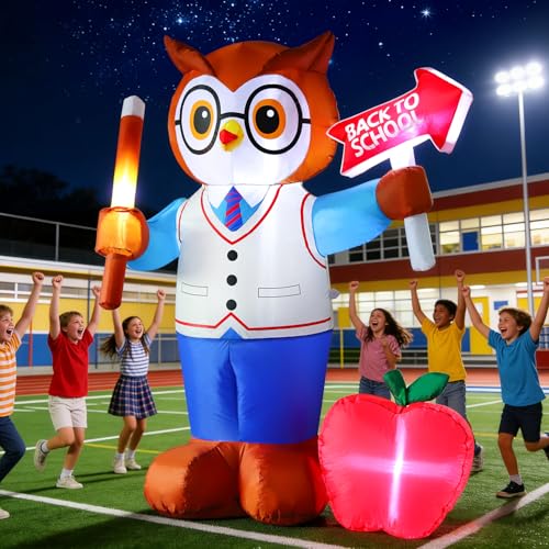 5FT Back to School Inflatable Professor Owl - LED Blow Up Yard Decor