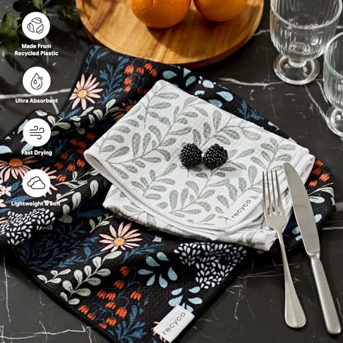 Waffle Microfiber Kitchen Towel Set of 2 - Quick Dry Dish Towels (16" x 28")