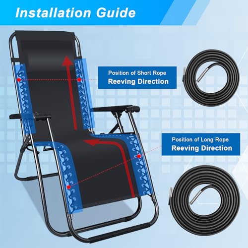 Universal Zero Gravity Chair Replacement Cords - 4 Pack Elastic Repair Laces