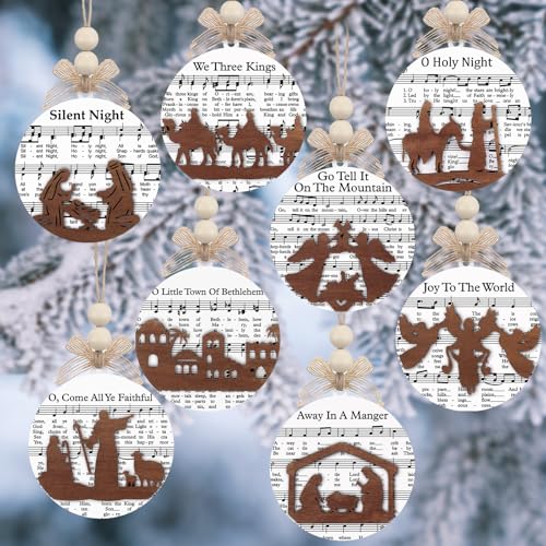 Nativity Scene Ornaments 32-Pack Wooden Music 3D Decor – HunnmingRe