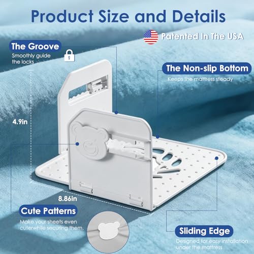 Patented Bed Sheet Holders with Lock System for Fitted Sheets