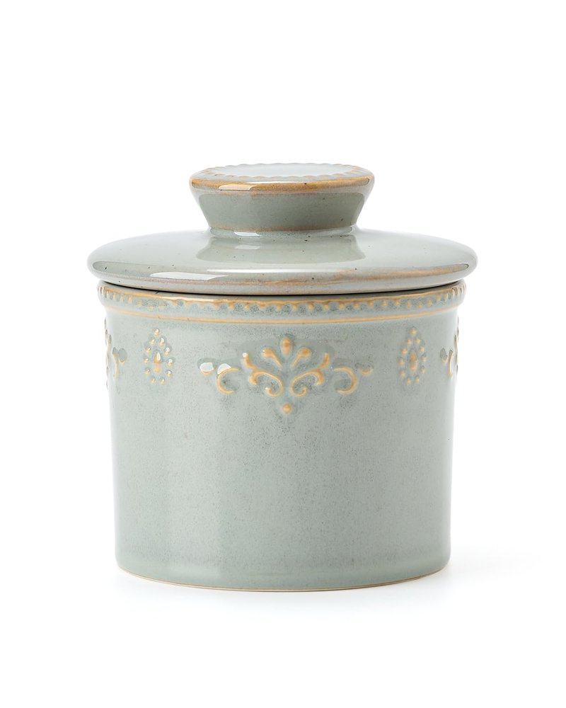 XELA Ceramic Butter Dish - French Butter Crock With Water Line - Keeps Your Butter Fresh and Spreadable - Vintage Turquoise