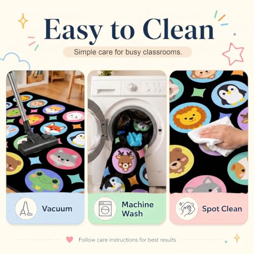 8x10 Classroom Seating Rug with 20 Animal Spots for Preschool Kids