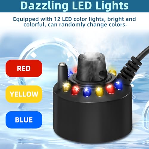 Ultrasonic Mist Maker with 12 LED Lights - Indoor Pond Fogger for Decor