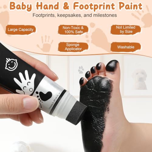 Washable Baby Hand & Footprint Paint with Sponge Applicator, 2.54 oz - Black