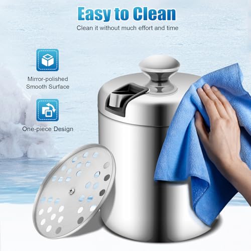 XEJMEOO 1.3L Double Wall Stainless Steel Ice Bucket with Lid & Tongs for Parties