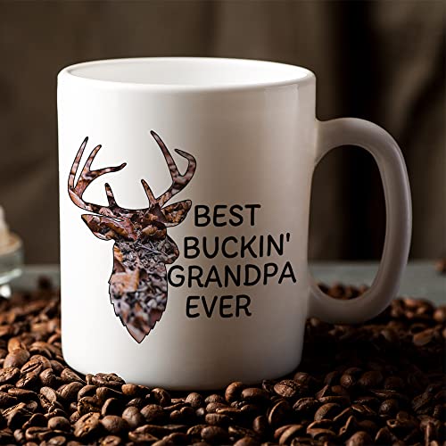 Best Buckin Grandpa Ever Coffee Mug - Funny Father's Day Gift, 11oz Ceramic Tea Cup