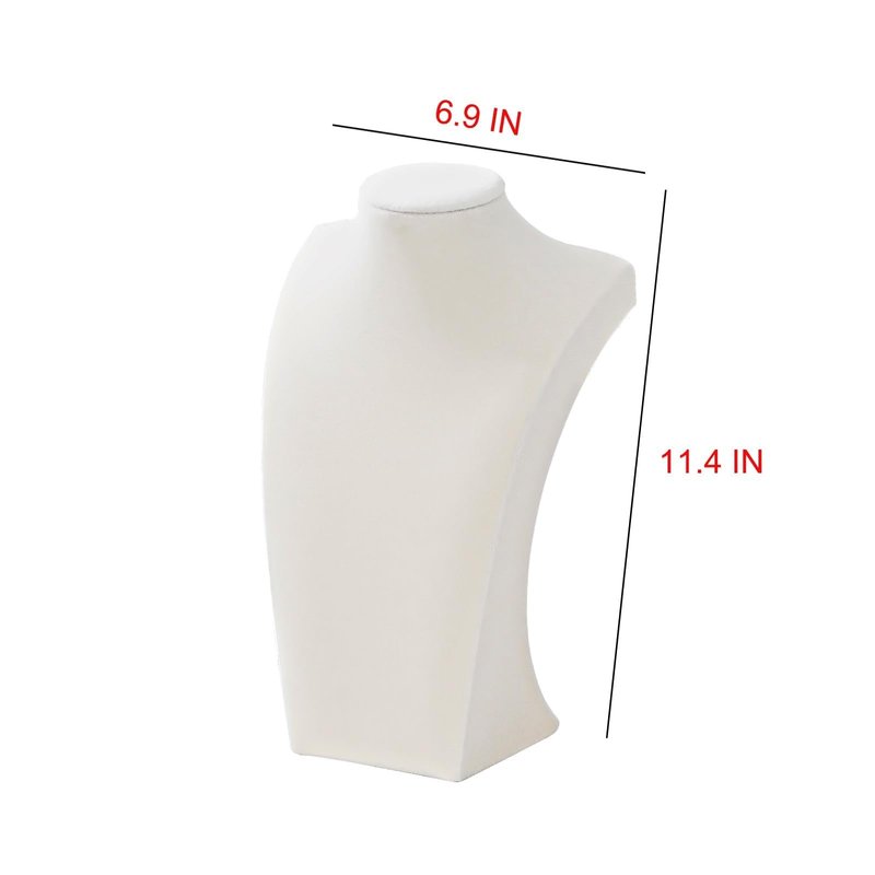 3Pcs Necklace Bust Stand for Selling, Beige Velvet Necklace Display Holder, Jewelry Necklace Organizer Rack for Shop Store Exhibition Show (11"Height)