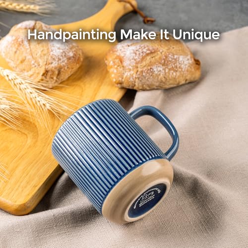 Moonlight Blue GBhome Coffee Mug Set of 4, 16oz Large Handle Ceramic Cups