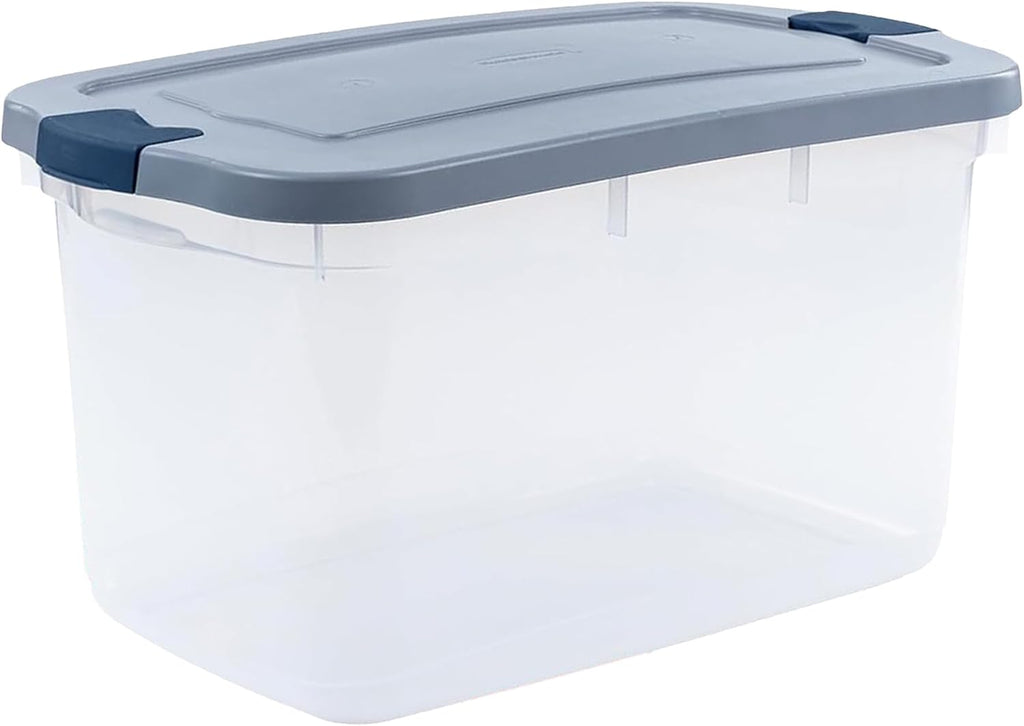 Rubbermaid Roughneck 66 Qt Storage Containers - Pack of 4 with Latching Grey Lids | Sturdy & Stackable