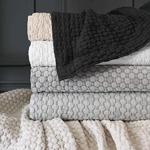 King Blue Solid Cotton Matelassé Coverlet | Soft & Durable