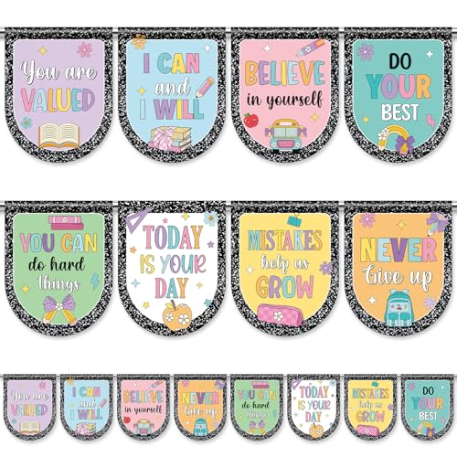8-Piece Composition Notebook Classroom Curtains, Inspirational Window Panels