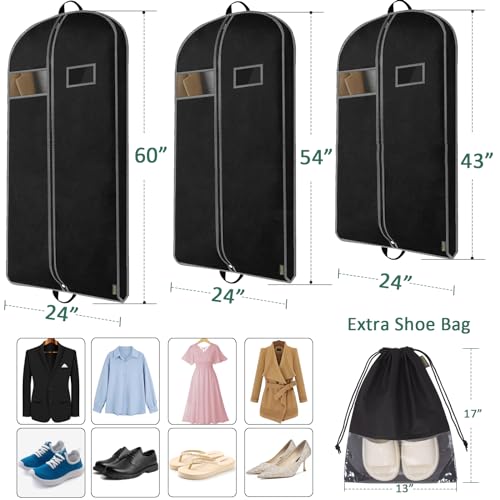 43-Inch Breathable Garment Bag with Shoe Compartment for Travel and Closet