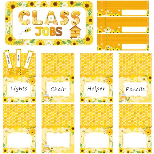 75-Piece Bee Theme Classroom Jobs Bulletin Board Set for Teachers