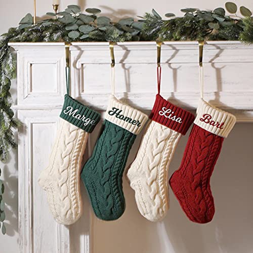 Personalized Christmas Stocking - 18 Inch Large Cable Knit Fireplace Decor