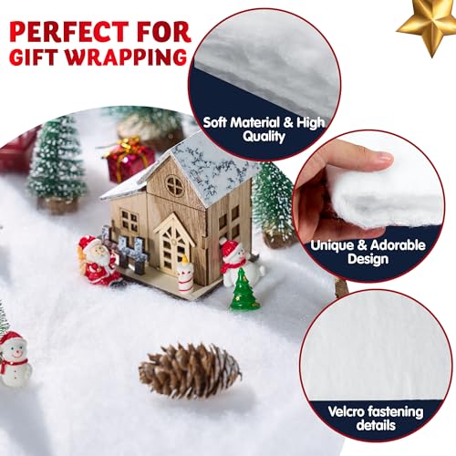 Thick White Christmas Snow Blanket Roll for Holiday Village Decor - 2 Pack