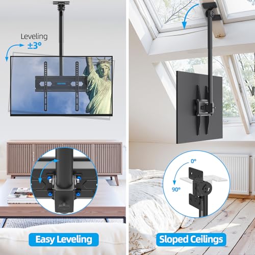 Full Motion Ceiling TV Mount for 26-65 inch TVs, Adjustable Height & Tilt