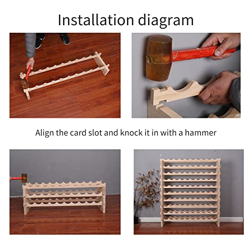 Stackable Solid Pine Wood Wine Rack - 60 Bottle Capacity, Natural Finish