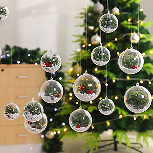 10-Pack 60mm Clear Plastic Fillable Ornament Balls for DIY Crafts