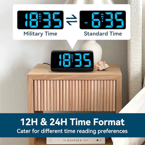 Digital Alarm Clock for Bedrooms - Loud Dual Alarm, Dimmable LED Display