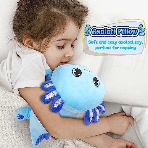 Blue Officygnet Axolotl Plush Toy - 13-inch Soft Cuddly Stuffed Animal for Kids