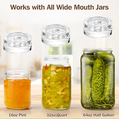 Glass Fermentation Weights 4-Pack with Easy Grip Handle for Wide Mouth Mason Jars
