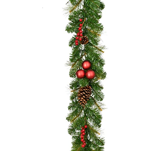 9-ft Joyful Garland with Berries and Pinecones - Trimmed Holiday Decor