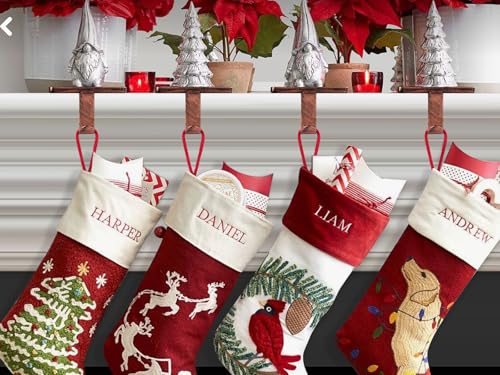 Btanadi Copper Stocking Hangers for Mantle – 6 Pieces with Protective Pads