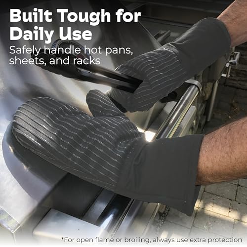 Silicone Oven Mitts, 12.5-Inch Heat-Resistant Kitchen Gloves (Set of 2)