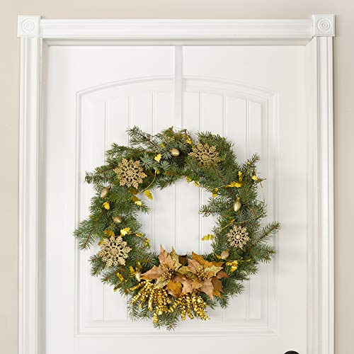 Over the Door Wreath Hanger Hook - 12 Inch White Metal Holder for Doors
