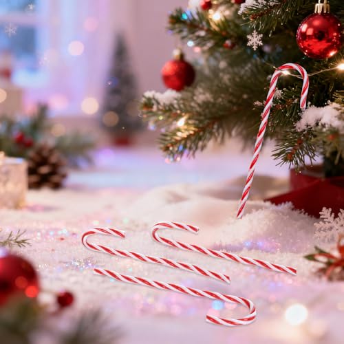 Jmkcoz Red & White 150 Pack Twisted Candy Cane Christmas Ornaments - 6" Plastic Holiday Decor