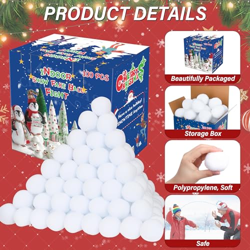 100-Pack Soft Indoor Fake Snowballs - Snow Fight Toy Set for Kids & Family