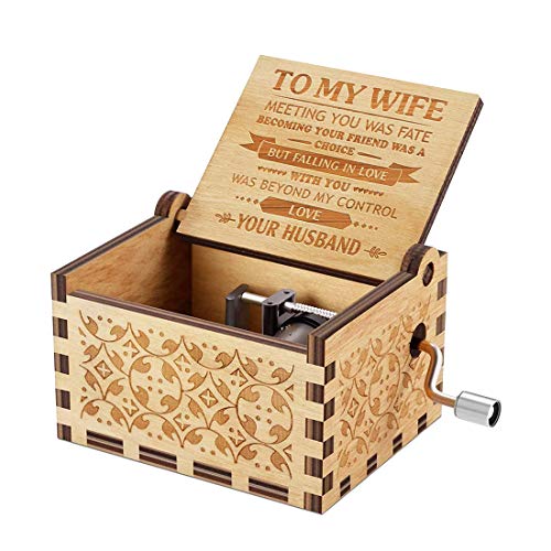 Engraved Wooden Hand Crank Music Box - You Are My Sunshine Gift for Wife