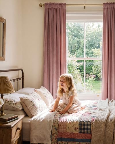 StangH Dusty Rose Velvet Curtains 52W x 94L - 2 Panels, Bedroom