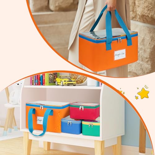 4-Pack Magnetic Tiles Storage Bags with Label Pockets & Mesh Organizer