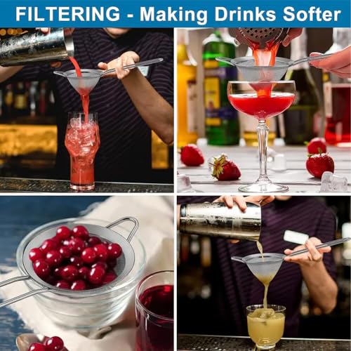 Restynic 2-Pack Fine Mesh Cocktail Strainers with Muddler - Barware Set