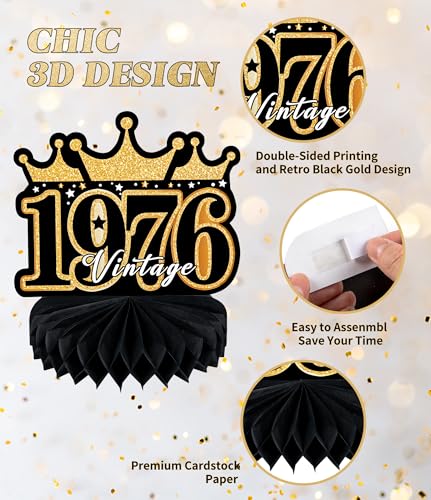 50th Birthday Party Table Decorations - Black and Gold Honeycomb Decor