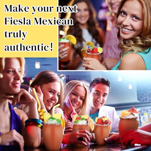Nuogo 2 Pcs Mexican Clay Cups for Tequila Cocktails, 12 Oz - Authentic Handmade