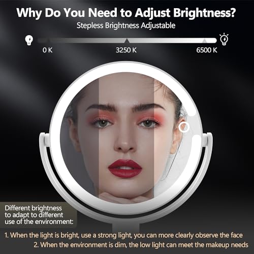 MIYADIVA Makeup Mirror with Lights,20X Magnifying Light and Touch