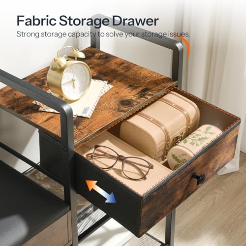 HOOBRO Rustic Brown & Black 5-in-1 Hall Tree with Bench & Shoe Storage