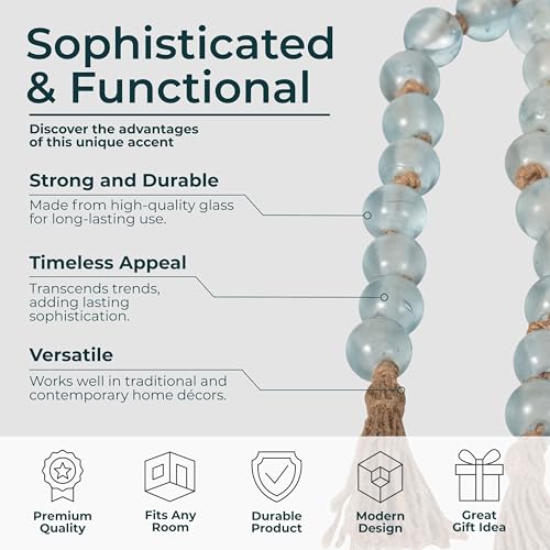 Decorative Blue Glass Beaded Garland 34-inch Tabletop Accent
