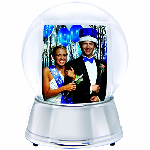 LED Light-Up Photo Snow Globe with Silver Base - 4x4x5.5 Inch